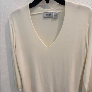 Chico's Soft Cream V-Neck Blouse
